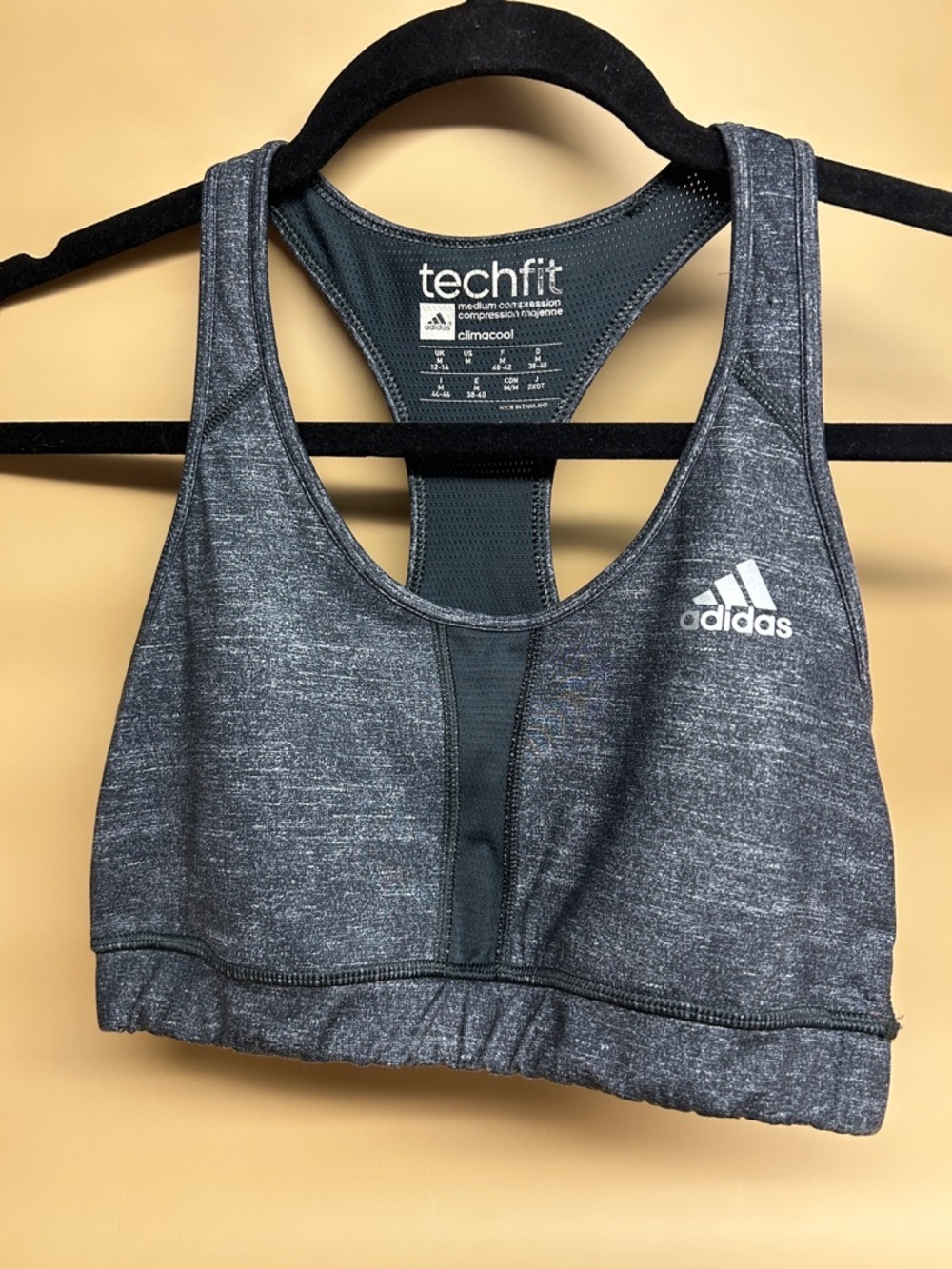 Adidas Techfit Climacool Racerback Gray Sports Bra Size M